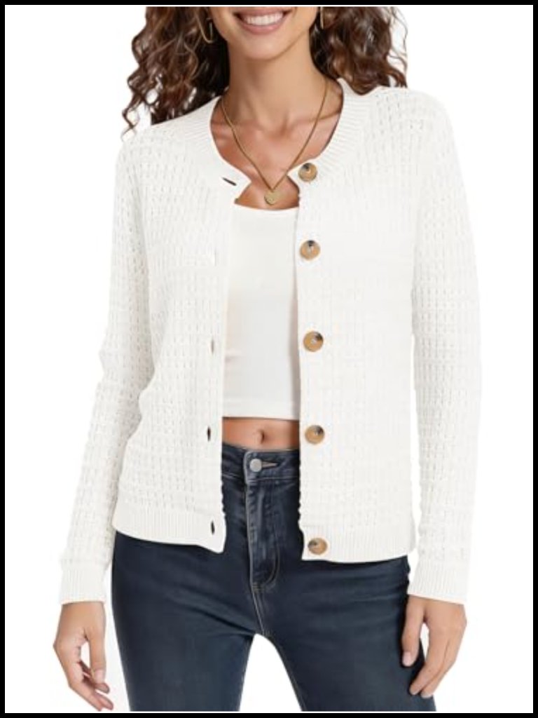 Women's Cable Knit Cardigan Sweater Long Sleeve Button Down Open Front